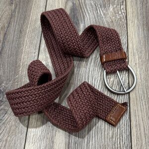 AMERICAN EAGLE Y2K Belt Braided Brown Silver Buckle Women's Wide